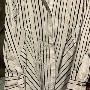 Donna Karan White and Black Casual Button Down Shirt